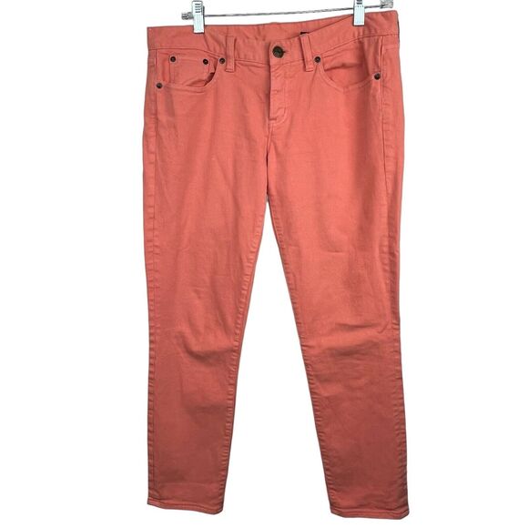 J. Crew Coral Peach Ankle Toothpick Jeans Size 30 Ankle Cropped Capri - Picture 1 of 14